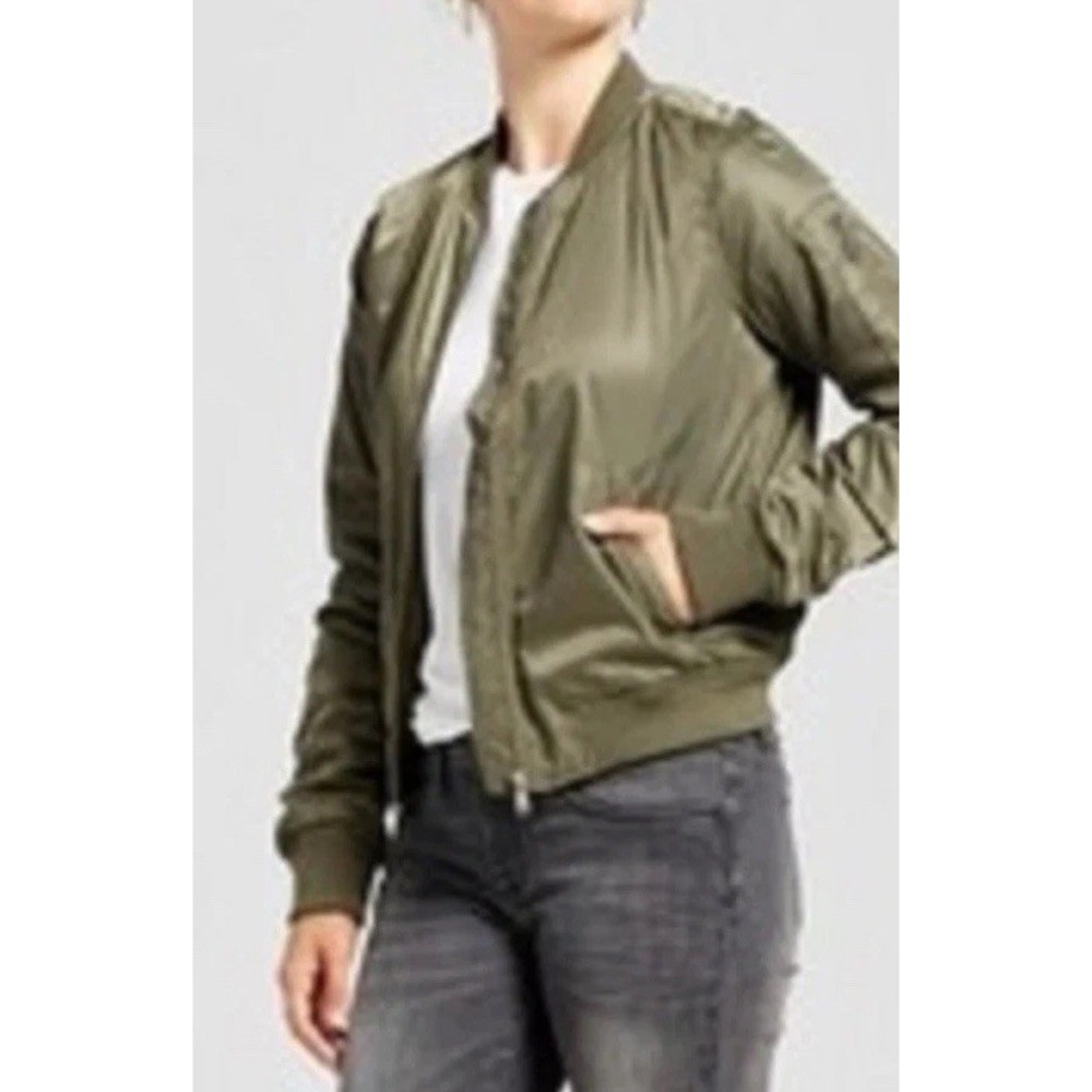 Xhilaration Women's Bomber Jacket with Printed Lining - Olive - Large